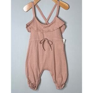 NWT TANE Organics Earthtone Pink Pointelle Cotton Romper Girls 6-9-12 Mo/S